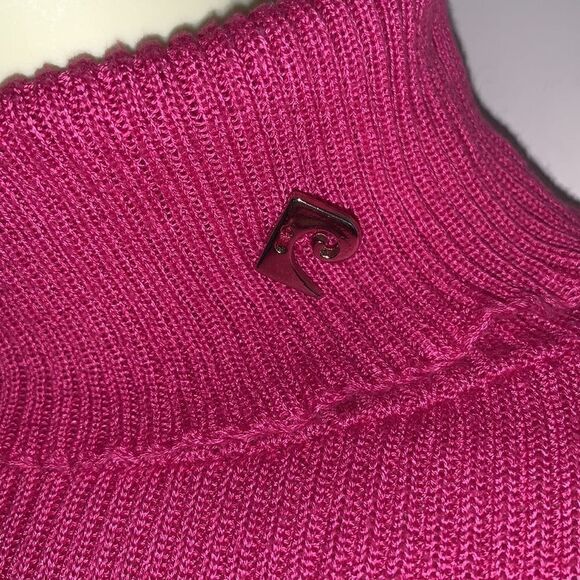 Vtg 80s Pierre Cardin magenta ribbed turtleneck - Picture 5 of 8